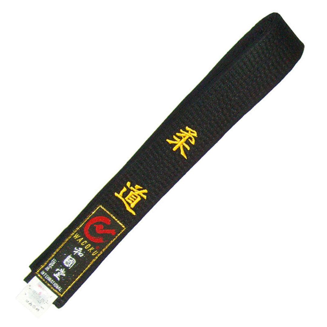חגורת ג'ודו שחורה רקומה Judo-®WACOKU-בש גל - ציוד ספורט