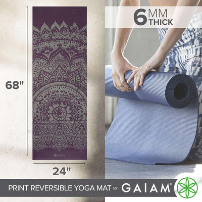 מזרן יוגה פרימיום 6 מ"מ דו צדדי REVERSIBLE PLUM ETCHING