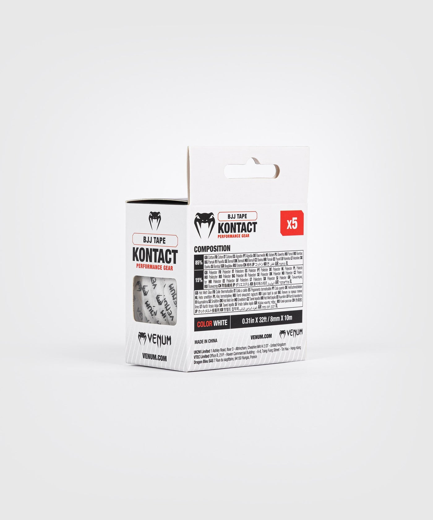 טייפ הגנה לאצבעות Venum Kontact BJJ Finger Tape - White/Black