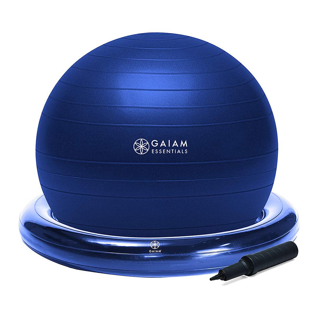 כדור פיזיו כחול נייבי עם בסיס-®GAIAM-בש גל - ציוד ספורט